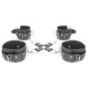 Ouch! Bonded Leather Hogtie with Hand and Ankle Cuffs - Black