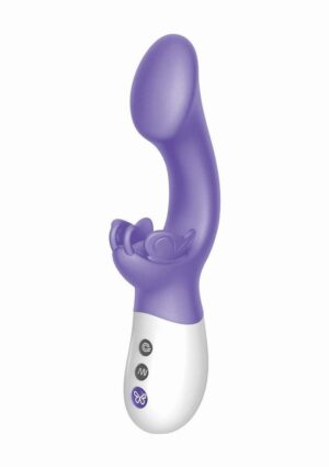 The Come Hither G-Kiss Butterfly Silicone Rechargeable Rabbit Vibrator - Purple