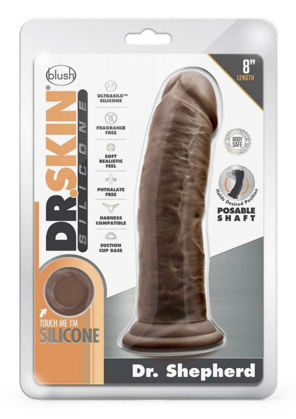 Dr. Skin Dr. Shepherd Silicone Dildo with Suction Cup 8in - Chocolate