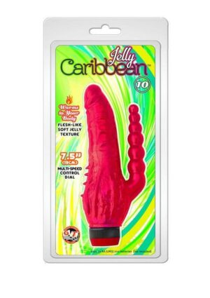 Jelly Caribbean Number 6 Vibrator 7.5in - Red