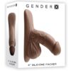 Gender X Silicone Packer Dildo 4in - Chocolate