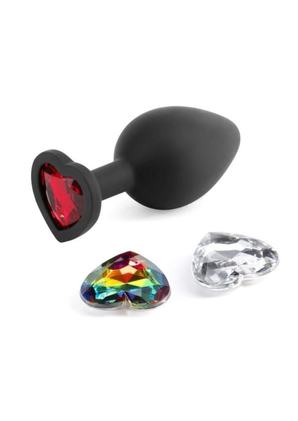 Glams Xchange Heart Silicone Anal Plug - Medium - Black