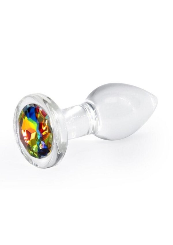 Crystal Desires Rainbow Gem Glass Anal Plugs - Small