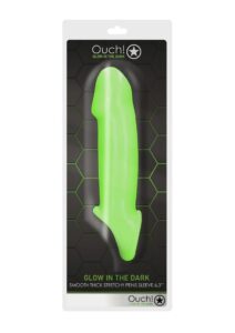 Ouch! Smooth Thick Stretchy Penis Sleeve Glow in the Dark - Green