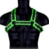 Ouch! Buckle Bulldog Harness Glow in the Dark - Large/XLarge - Green