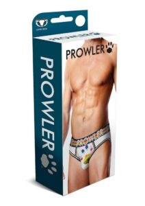 Prowler White Oversized Paw Open Brief - Large - White/Rainbow