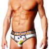 Prowler White Oversized Paw Open Brief - Large - White/Rainbow