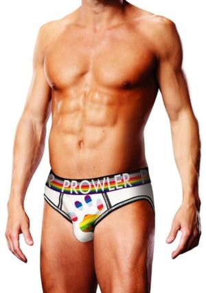 Prowler White Oversized Paw Open Brief - Large - White/Rainbow