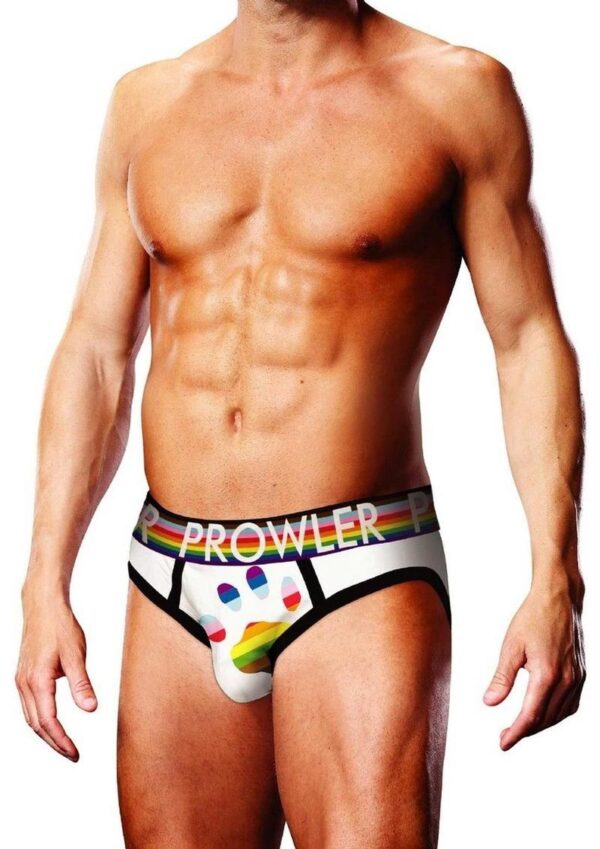 Prowler White Oversized Paw Brief - Small - White/Rainbow