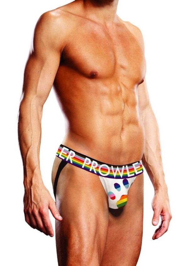 Prowler White Oversized Paw Jock - Medium - White/Rainbow