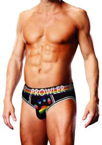 Prowler Black Oversized Paw Open Brief - Large - Black/Rainbow