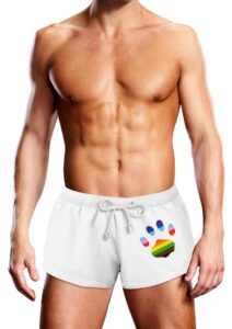 Prowler Oversized Paw Swimming Trunk - Medium - White/Rainbow