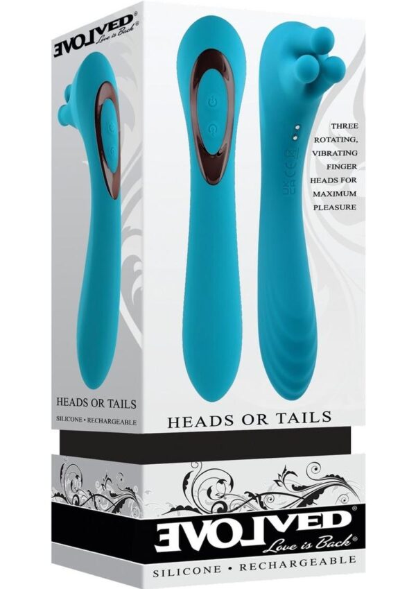 Heads or Tails Silicone Rechargeable Dual Vibrator - Teal