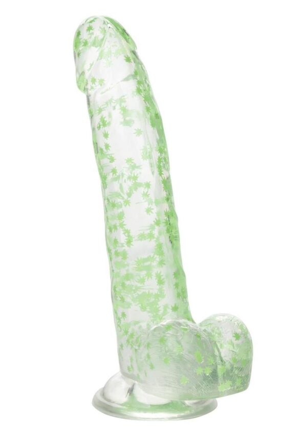 Naughty Bits I Leaf Dick Glow-in-The-Dark Weed Leaf Filled Dildo - Green