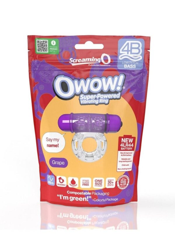 Screaming O 4B O Wow Vibrating Ring - Grape