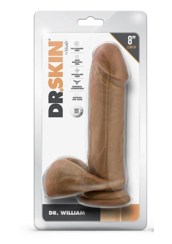 Dr. Skin Dr. William Dildo with Balls and Suction Cup 8in - Caramel