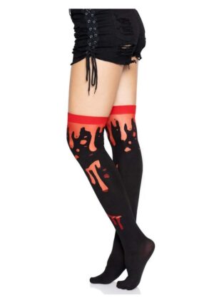 Leg Avenue Splatter Thigh Highs - O/S - Red