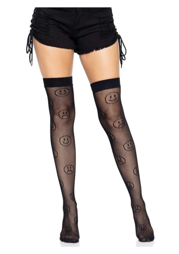 Leg Avenue Mood Swing Fishnet Thigh Highs - O/S - Black