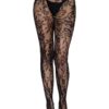 Leg Avenue Seamless Chantilly Floral Lace Tights - O/S - Black