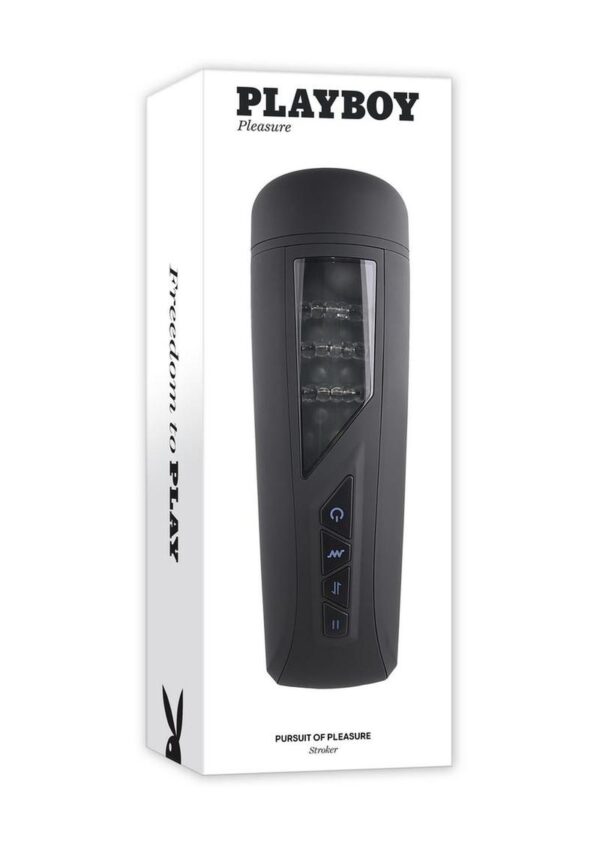 Playboy Pursuit of Pleasure Rechargeable Textured Vibrating Stroker - Black