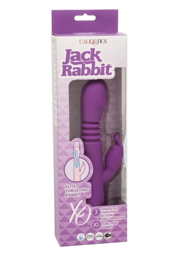 Jack Rabbit Elite Thrusting Rabbit Silicone Rechargeable Vibrator - Purple