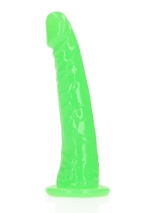 RealRock Slim Glow in the Dark Dildo with Suction Cup 6in - Green