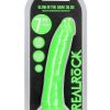 RealRock Slim Glow in the Dark Dildo with Suction Cup 7in - Green
