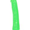 RealRock Slim Glow in the Dark Dildo with Suction Cup 8in - Green