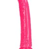 RealRock Slim Glow in the Dark Dildo with Suction Cup 10in - Pink