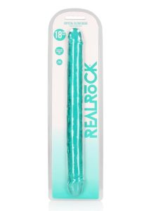 RealRock Crystal Clear Double Dong 18in - Turquoise