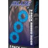 Blue Line Ribbed Rider Cock Ring (3 Pack) - Blue