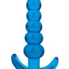 Blue Line Medium Beaded Anal Plug 4.5in - Blue
