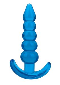 Blue Line Medium Beaded Anal Plug 4.5in - Blue