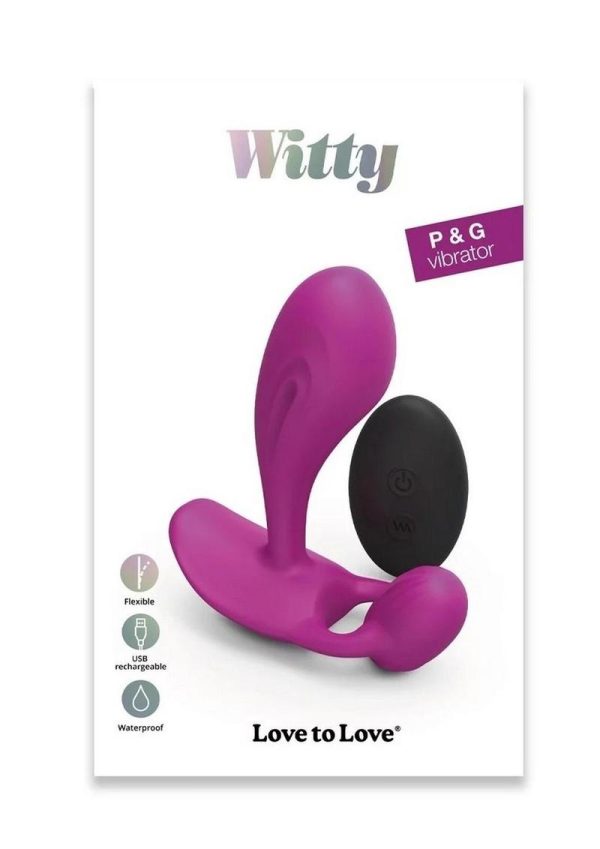 Witty Rechargeable Silicone Vibrator with Clitoral Stimulator - Sweet Orchid Magenta