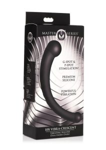 Master Series 10X Vibra-Crescent Rechargeable Silicone Vibrating Dual Ended Dildo - Black