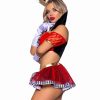 Leg Avenue Wicked Wonderland Queen Tow-Tone Boned Crop Top With Stay Up Collar and Broach Accent