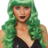 Leg Avenue Misfit Long Wavy Bang Wig - O/S - Green