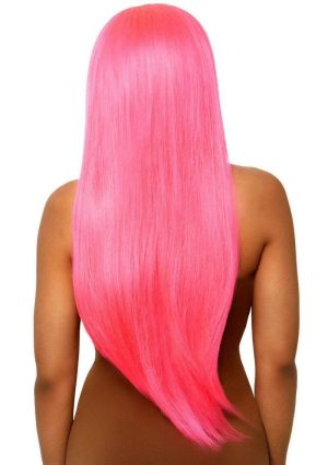 Leg Avenue Long Straight 33 Center Part Wig - O/S - Neon Pink