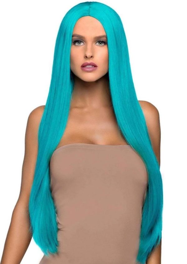 Leg Avenue Long Straight 33 Center Part Wig - O/S - Turquoise