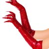 Leg Avenue Vinyl Claw Gloves - Small - Red