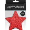 Pretty Pasties Glitter Stars - Red/Silver