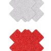 Pretty Pasties Glitter Cross - Red/Silver