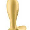 Satisfyer Intensity Plug Rechargeable Silicone Connect App Anal Plug - Gold