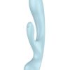 Satisfyer Triple Oh Rechargeable Silicone Dual Stimulating Vibrator - Light Blue
