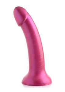 Simply Sweet Metallic Silicone Dildo 7in - Pink