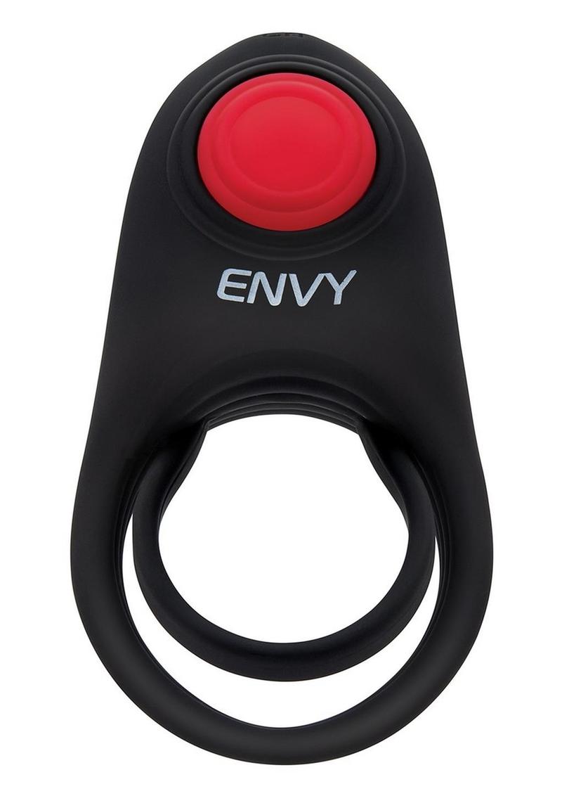 Envy Toys Bullseye Remote Controlled Vibrating Rechargeable Silicone Dual Stamina Ring - Black