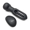 Flickers Bum Flick Flicking and Vibrating Rechargeable Silicone Butt Plug with Remote Control - Black