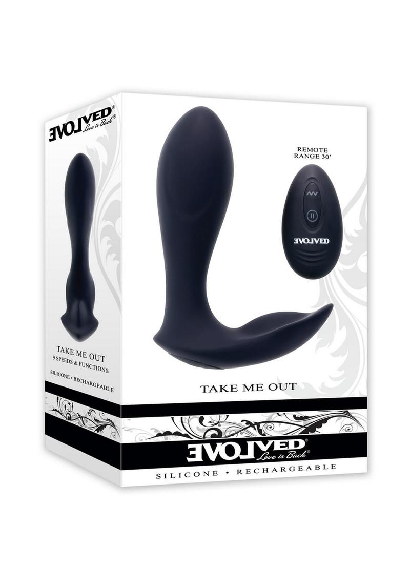 Take Me Out Rechargeable Silicone Dual Vibrator with Remote Control - Black