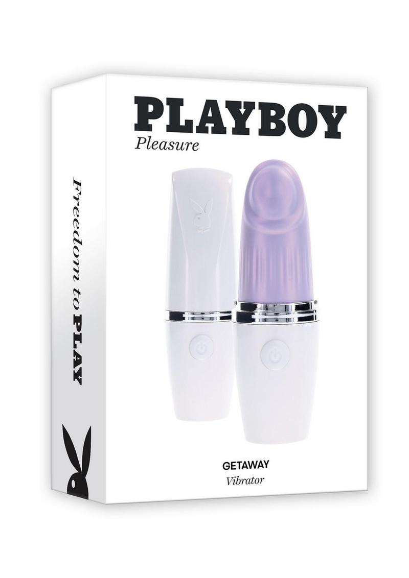 Playboy Getaway Rechargeable Silicone Lipstick Vibrator - White/Lavender