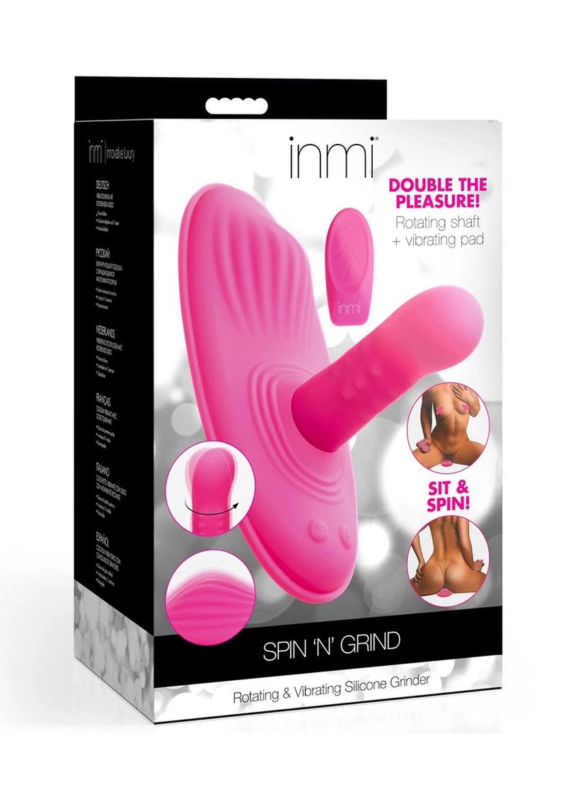 Inmi Spin N Grind Rotating and Vibrating Rechargeable Silicone Grinder Pad with Remote Control - Pink